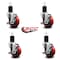 Service Caster 3.5'' Red Poly Swivel 1-3/4'' Expanding Stem Caster Set with Brake, 4PK SCC-EX20S3514-PPUB-RED-TLB-134-4 - alternate 4